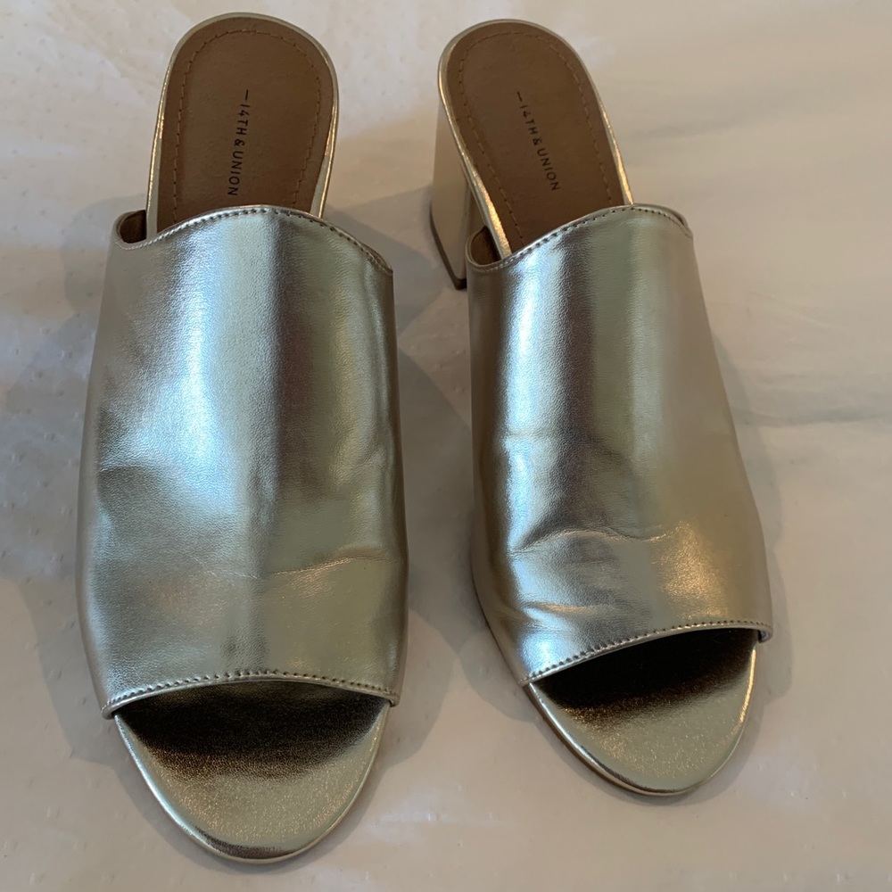 4th & union gold mule heels 10